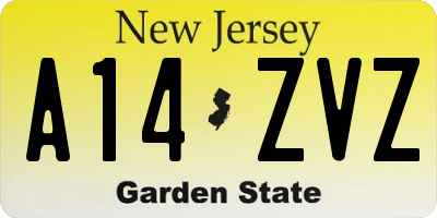 NJ license plate A14ZVZ