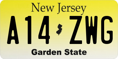 NJ license plate A14ZWG