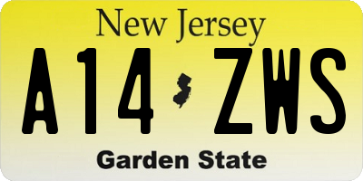 NJ license plate A14ZWS