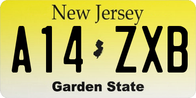 NJ license plate A14ZXB
