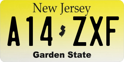 NJ license plate A14ZXF