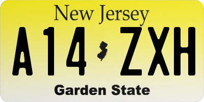NJ license plate A14ZXH