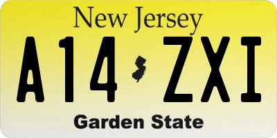 NJ license plate A14ZXI