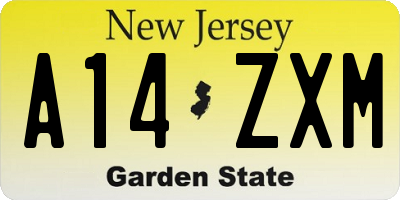 NJ license plate A14ZXM