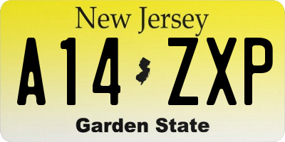 NJ license plate A14ZXP