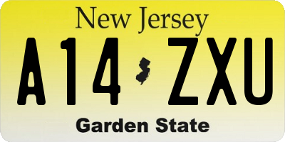 NJ license plate A14ZXU