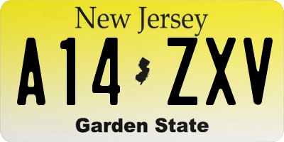NJ license plate A14ZXV