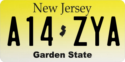 NJ license plate A14ZYA