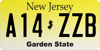 NJ license plate A14ZZB