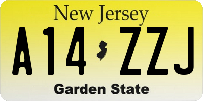 NJ license plate A14ZZJ