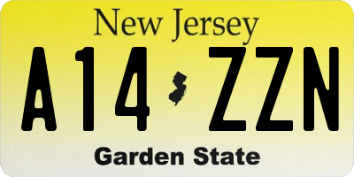 NJ license plate A14ZZN