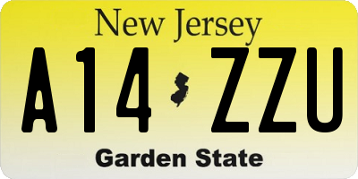 NJ license plate A14ZZU