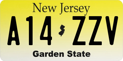 NJ license plate A14ZZV