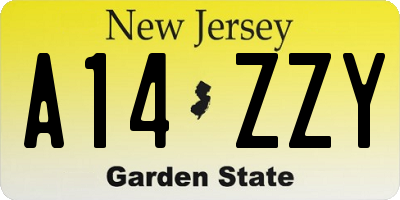 NJ license plate A14ZZY