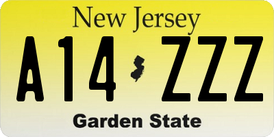 NJ license plate A14ZZZ