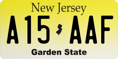 NJ license plate A15AAF