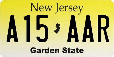 NJ license plate A15AAR