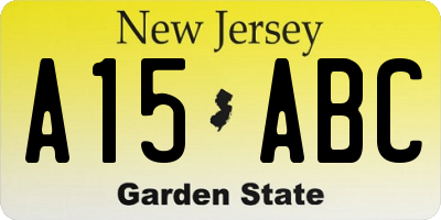NJ license plate A15ABC