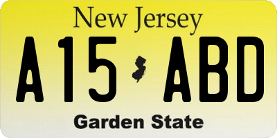 NJ license plate A15ABD