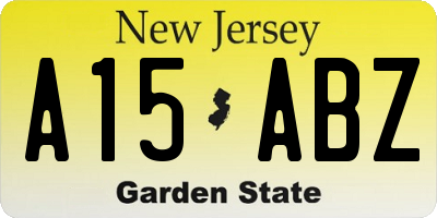 NJ license plate A15ABZ