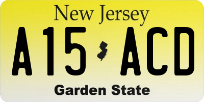 NJ license plate A15ACD