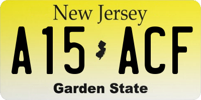 NJ license plate A15ACF