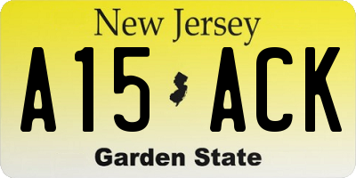 NJ license plate A15ACK