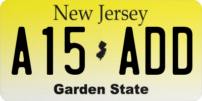 NJ license plate A15ADD