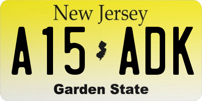 NJ license plate A15ADK