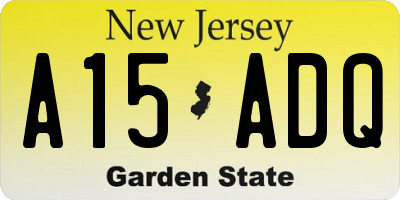 NJ license plate A15ADQ