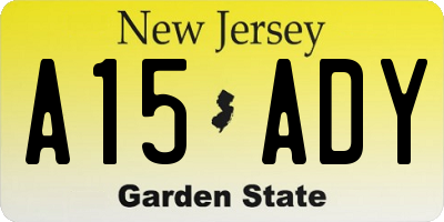 NJ license plate A15ADY