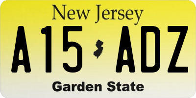 NJ license plate A15ADZ
