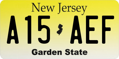 NJ license plate A15AEF