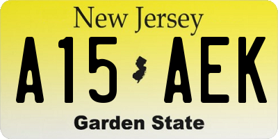 NJ license plate A15AEK