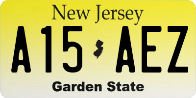 NJ license plate A15AEZ