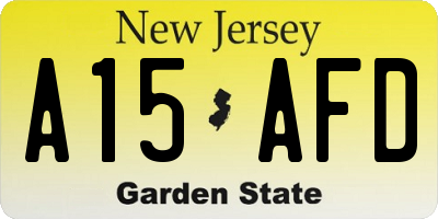 NJ license plate A15AFD