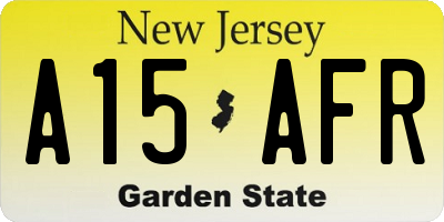 NJ license plate A15AFR