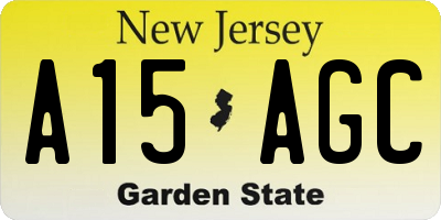 NJ license plate A15AGC