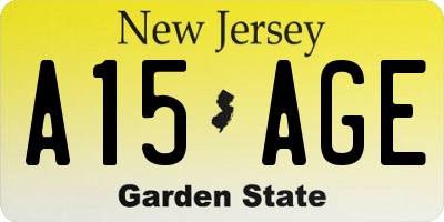 NJ license plate A15AGE