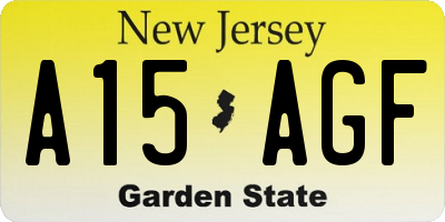 NJ license plate A15AGF