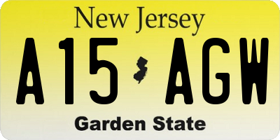 NJ license plate A15AGW
