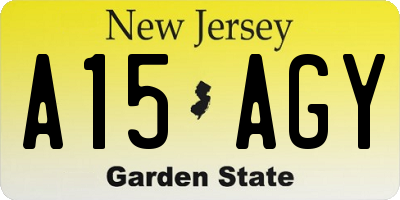NJ license plate A15AGY
