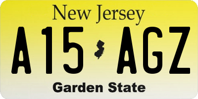 NJ license plate A15AGZ