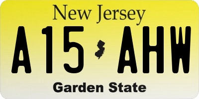 NJ license plate A15AHW