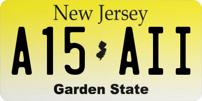 NJ license plate A15AII