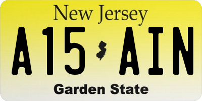 NJ license plate A15AIN
