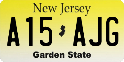 NJ license plate A15AJG