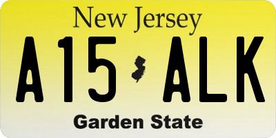 NJ license plate A15ALK