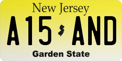 NJ license plate A15AND