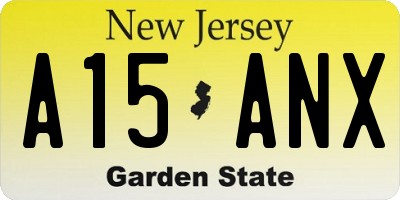 NJ license plate A15ANX